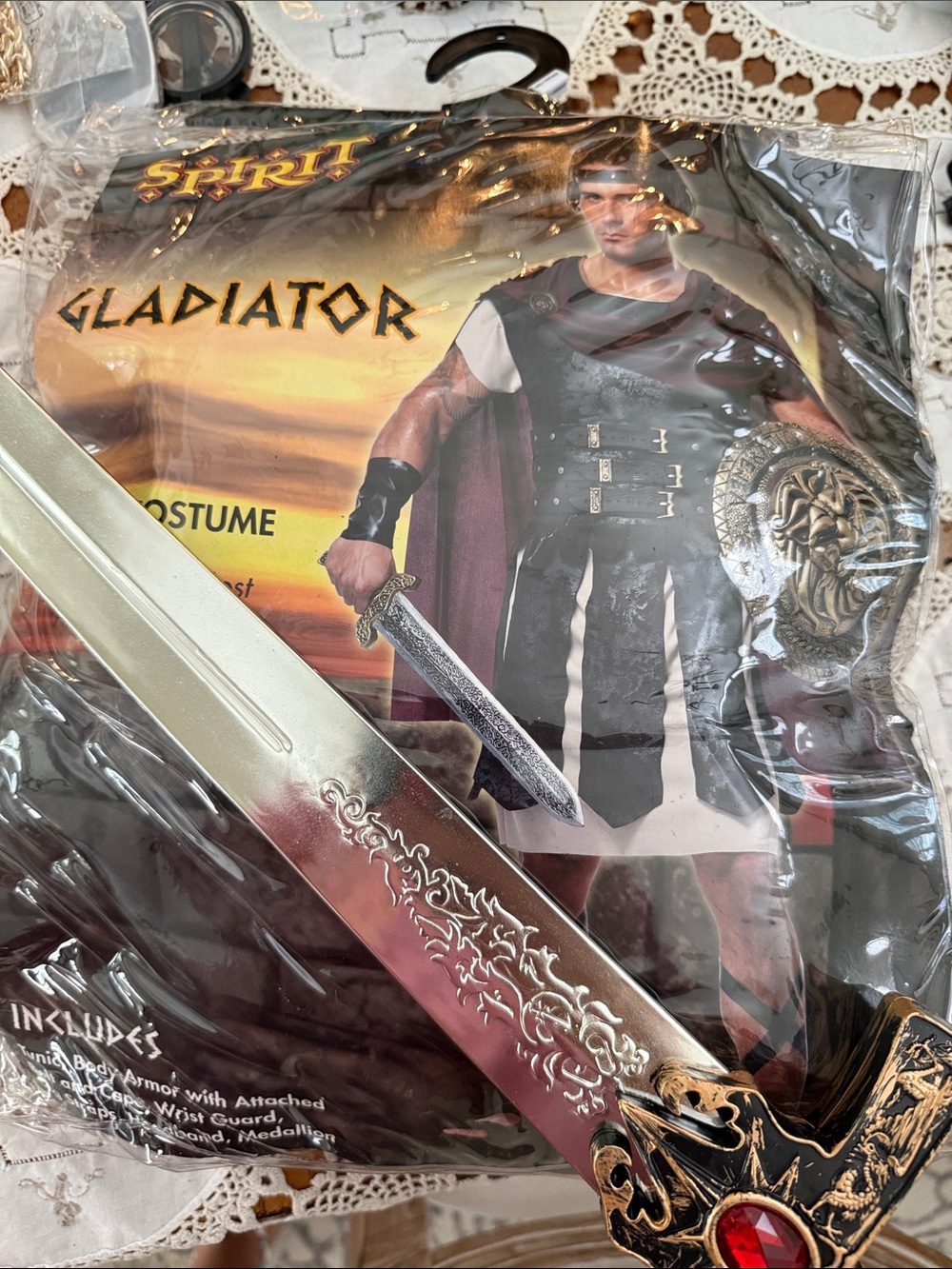 Spirit Gladiator Costume - Black, White, Gold, Red